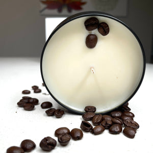 Hand-Poured Mocha Coffee Soy Candle with Organic Coffee Bean Topping – 8 oz Eco-Friendly Candle