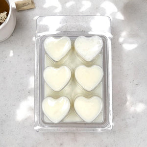 Spiced Chai Tea Soy Wax Melts heart shaped in clamshell packaging with organic chai tea and allspice - Breathe Well Aromatherapy