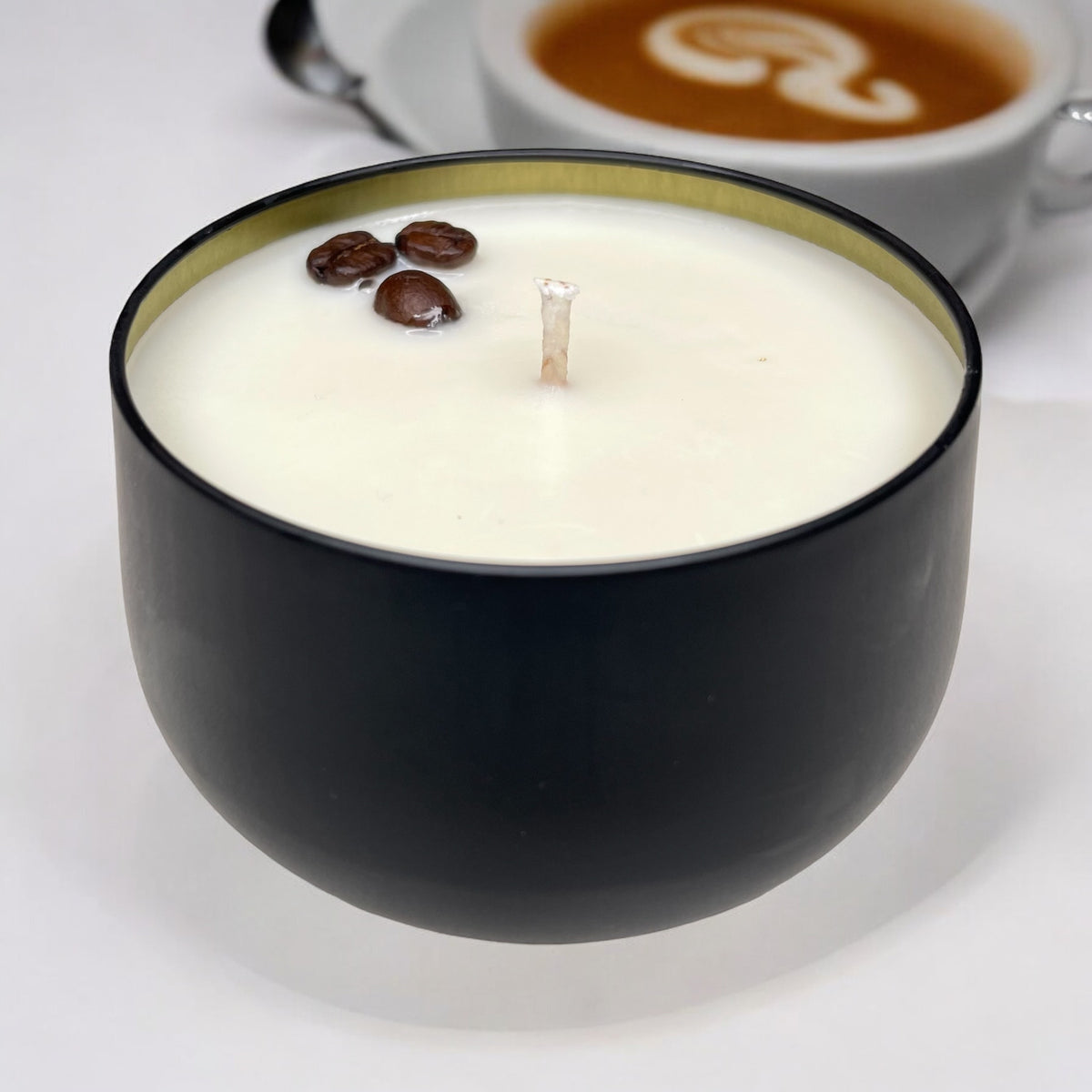 Hand-Poured Mocha Coffee Soy Candle with Organic Coffee Bean Topping – 8 oz Eco-Friendly Candle