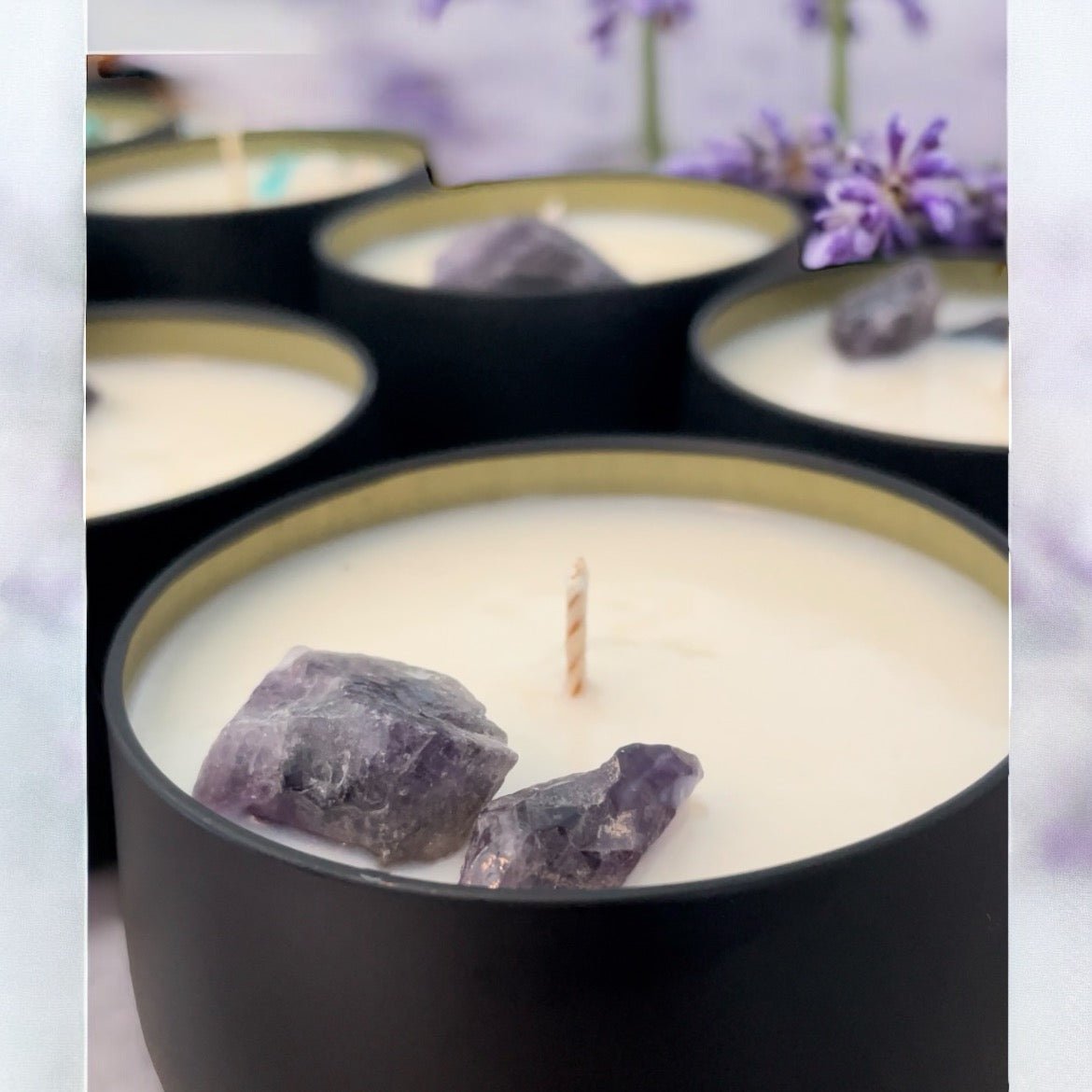 Handcrafted Be Calm Crystal Candle - Relaxing Lavender and Vanilla Aromatherapy for Mindfulness and Self-Care - Breathe Well Aromatherapy
