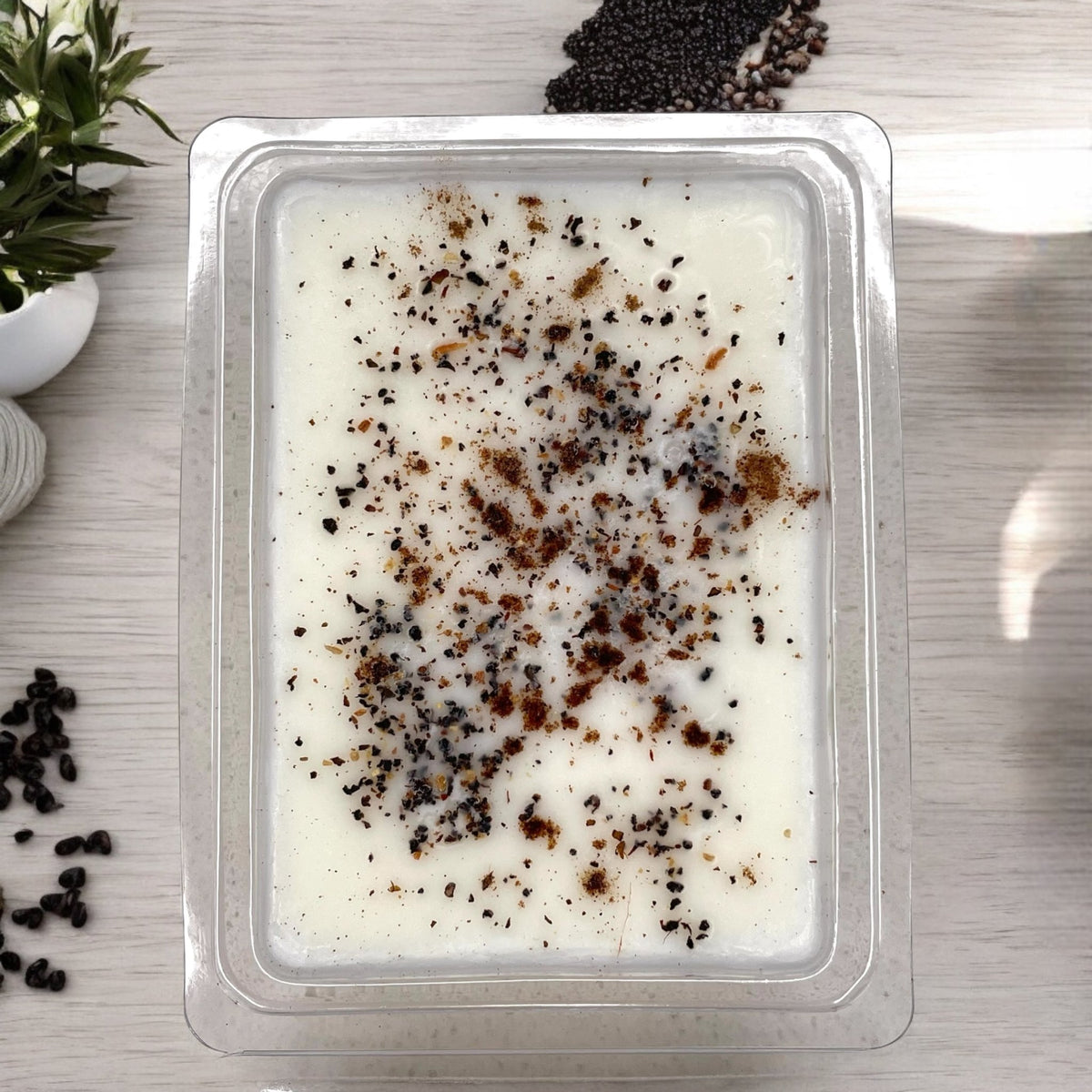 Spiced Chai Tea Soy Wax Melts in clamshell packaging with organic chai tea and allspice  - Breathe Well Aromatherapy