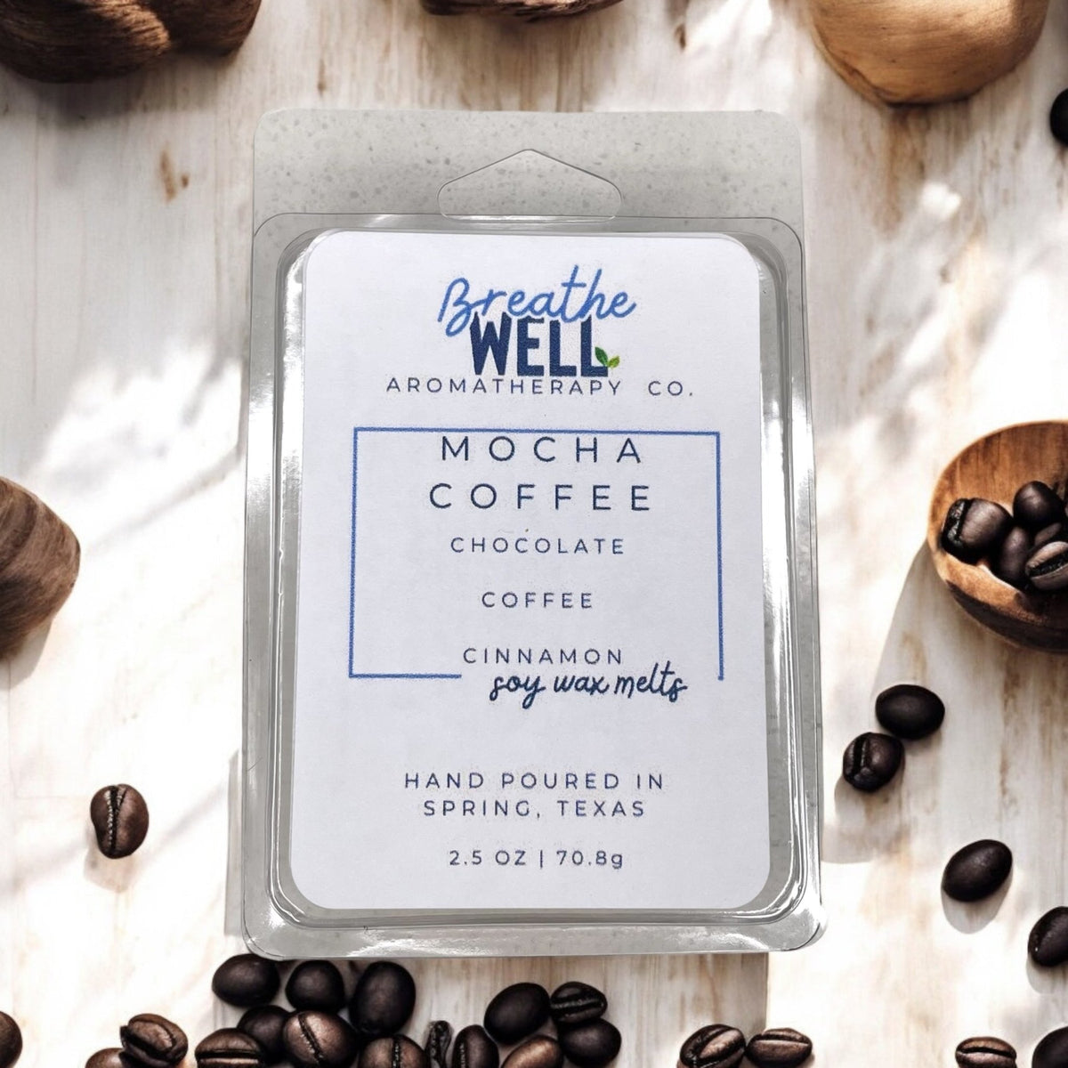 Cozy Home Fragrance: Mocha Coffee Scented Soy Wax Melts - Breathe Well Aromatherapy