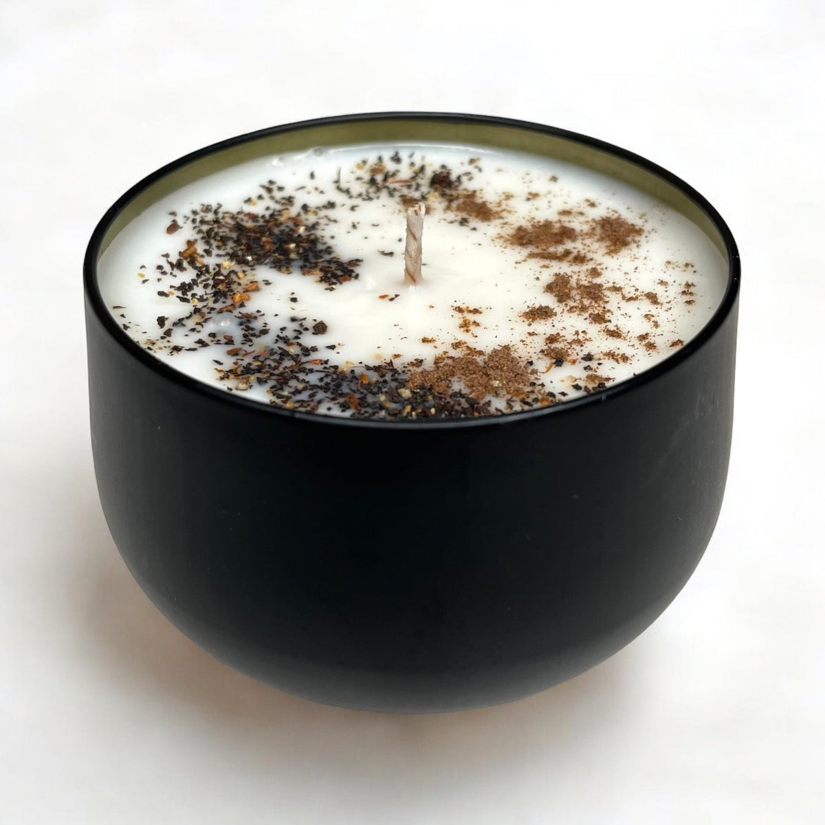 Elegant Black Tin Spiced Chai Tea Scented Soy Candle - 46+ Hour Burn Time - Breathe Well Aromatherapy